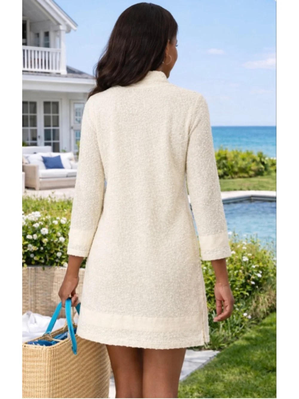 NWT Sail to Sable Off White Long Sleeve Tunic Dress M